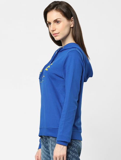 Blue Typographic Print Sweatshirt