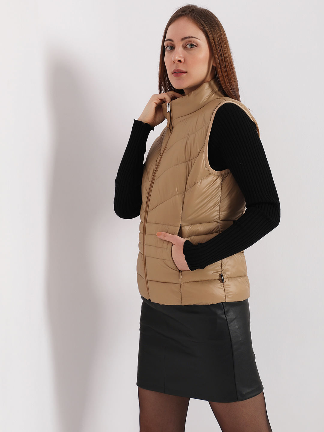 Buy Beige Puffer Vest for Women Online