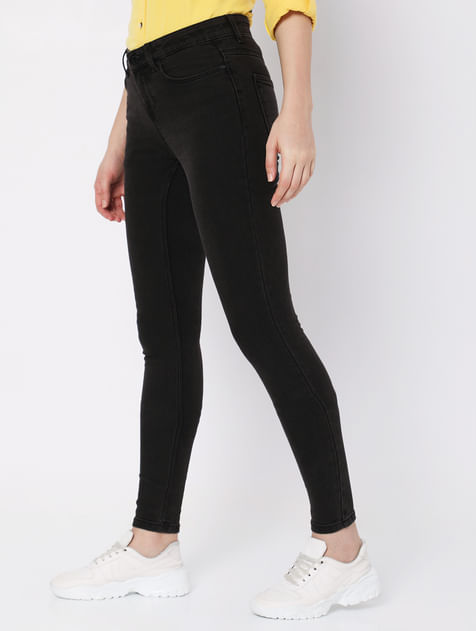 Charcoal Grey Mid Rise Skinny Jeans
