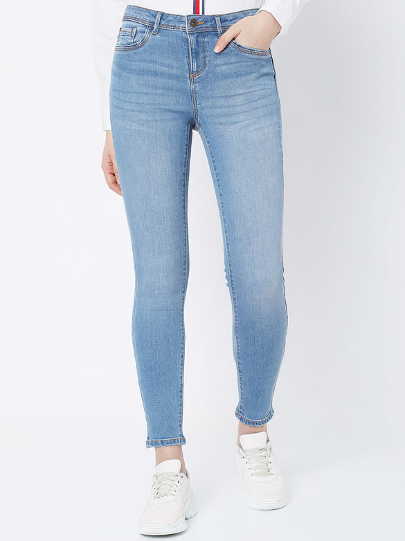 Blue Mid Rise Wendy Skinny Jeans