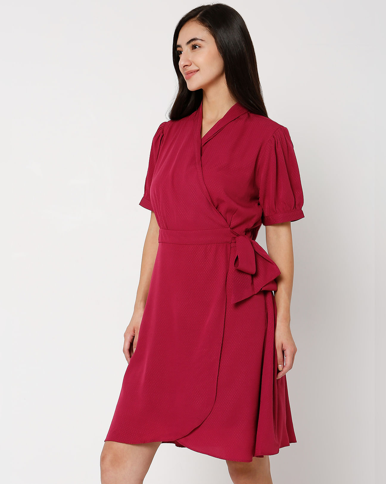 Buy Dark V-Neck Wrap Dress For Women Online India |