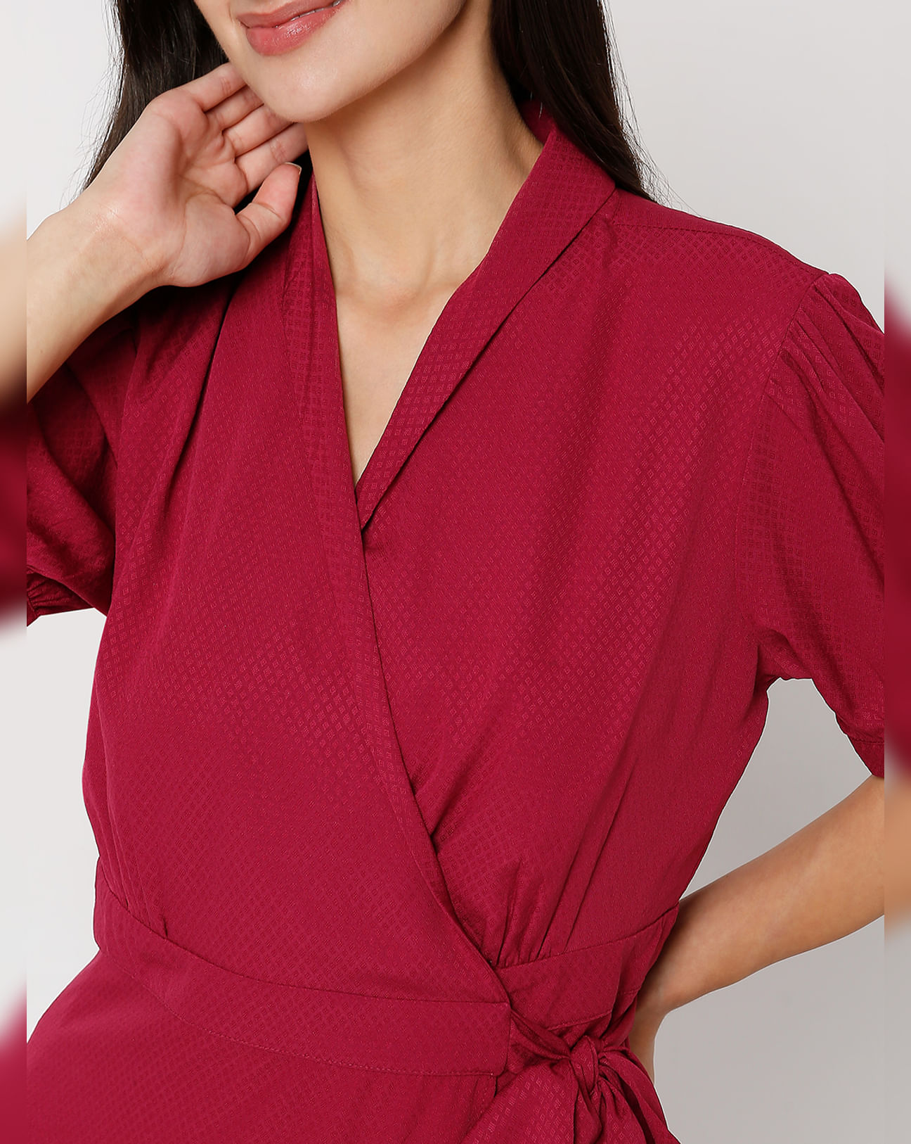 Forløber billede overlap Buy Dark Red V-Neck Wrap Dress For Women Online in India | VeroModa