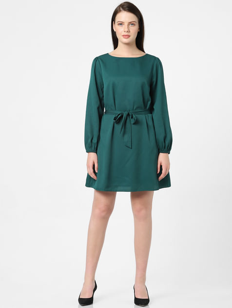 Dark Green Fit & Flare Dress
