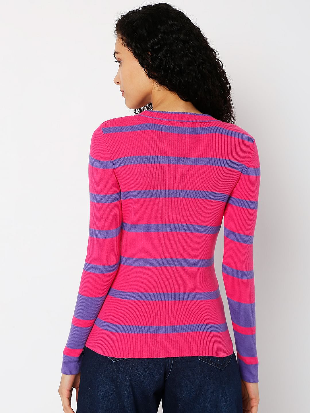 Purple on sale striped sweater