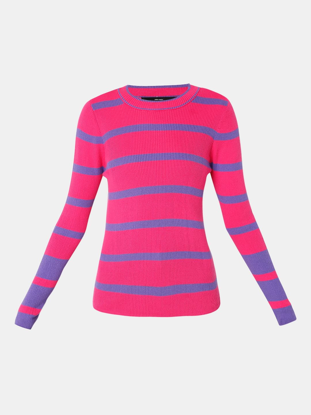 Buy Purple Striped Fitted Sweater For Women Online in India VeroModa