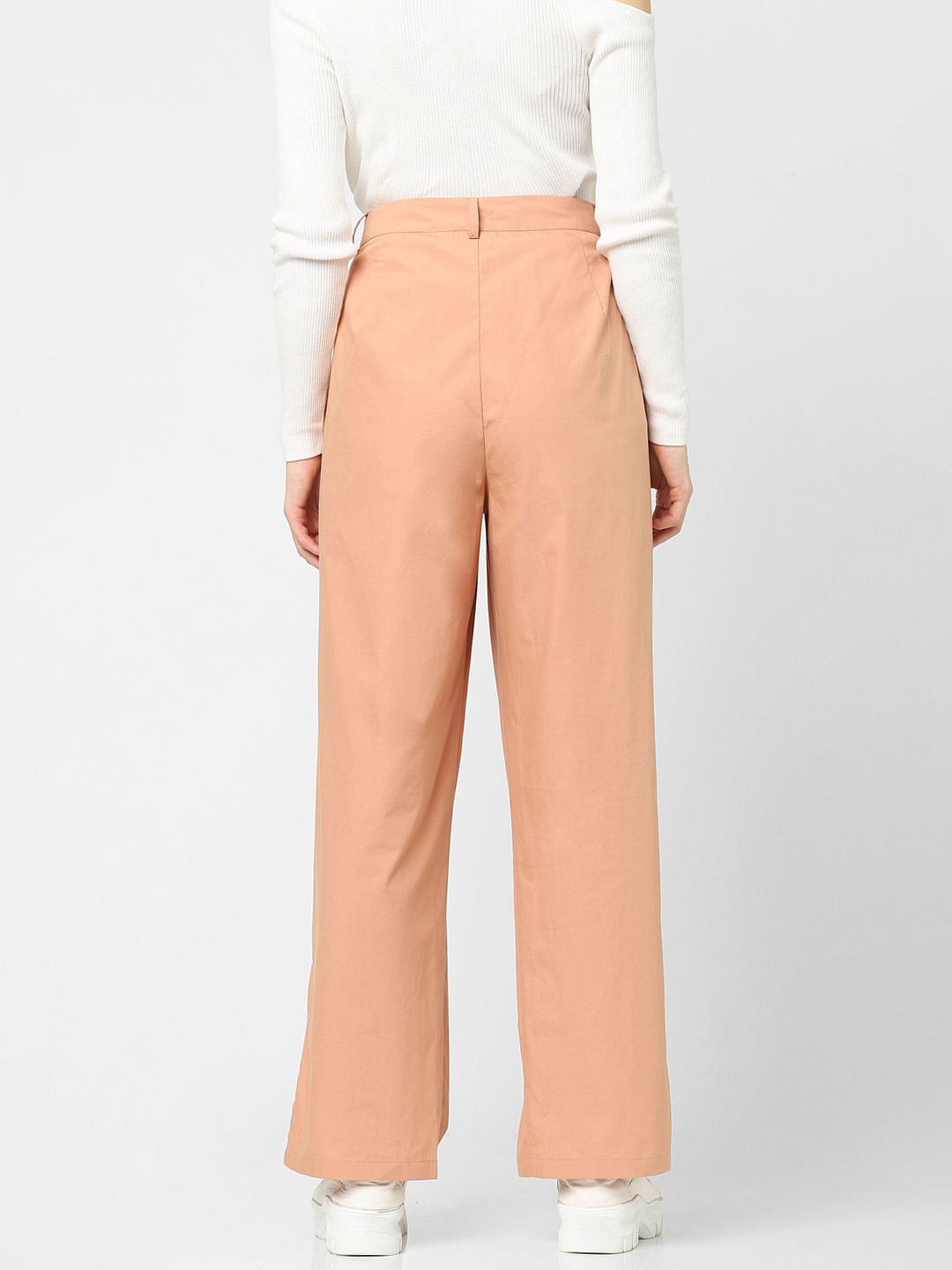 Peach High Rise Straight Fit Pants