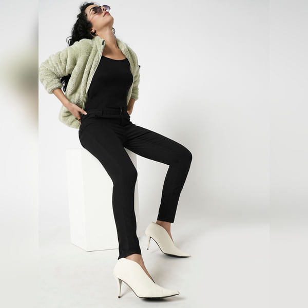 VERO MODA Women i.scenery BY VERO MODA Black Mid Rise Wendy Skinny Fit Jeans