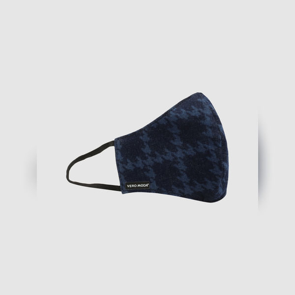 VERO MODA Blue Houndstooth Print 3PLY Anti-Bacterial Mask