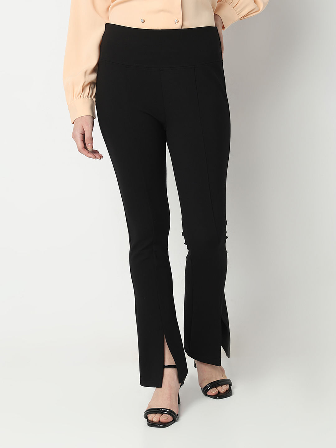 Buy Magre Black Front Slit Trousers online