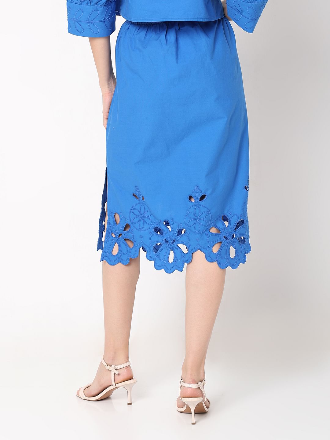 Blue Schiffli Co-ord Set Skirt Blue Schiffli Co-ord Set Skirt