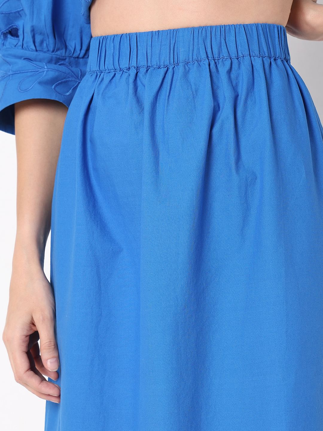Blue Schiffli Co-ord Set Skirt Blue Schiffli Co-ord Set Skirt