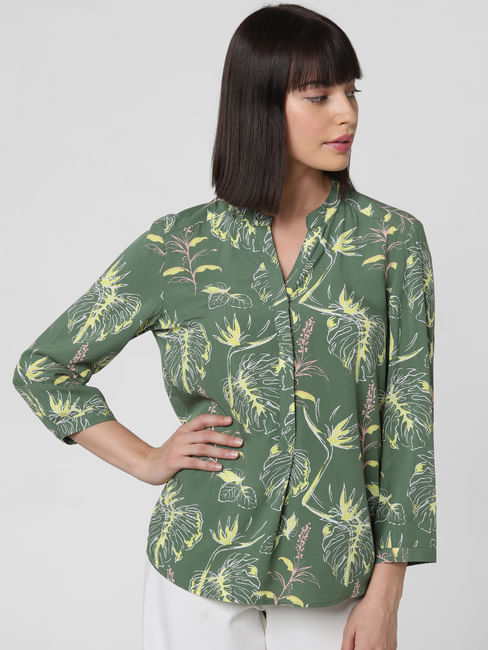 Green All Over Print Top