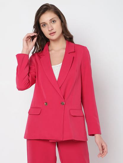 Pink Double Breasted Co-ord Set Blazer