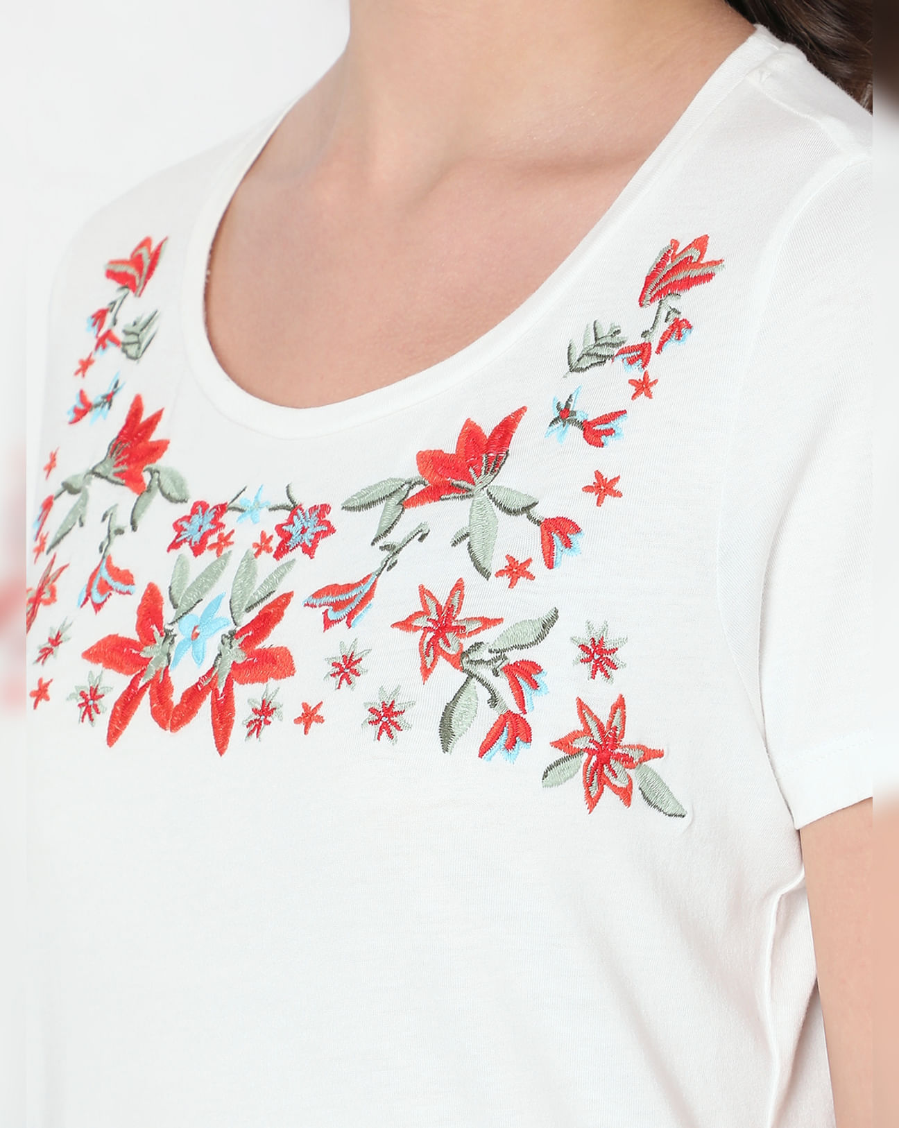 Charter Club Women's Cotton Floral-Print Shirt White Size Large 
