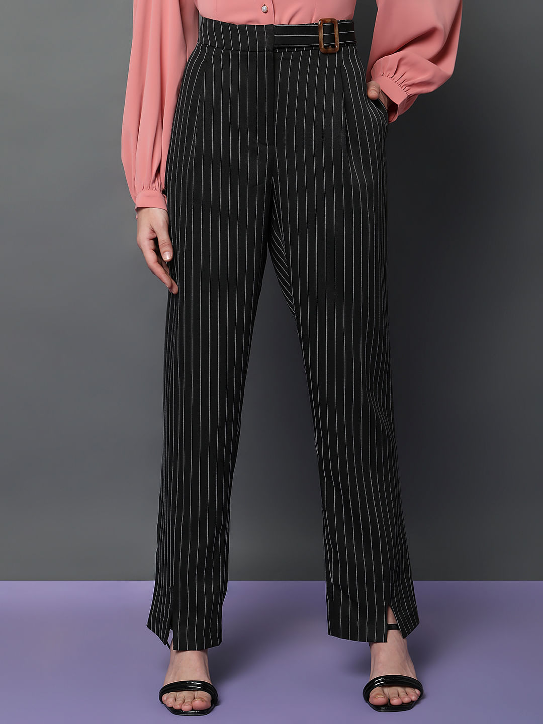 Here I Go Black and White Striped Pants FINAL SALE – Pink Lily