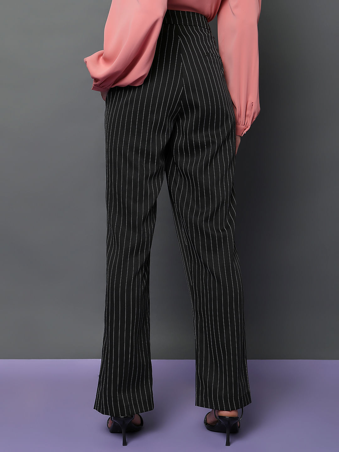 Buy Vero Moda Black  White Striped High Rise Pants for Women Online  Tata  CLiQ