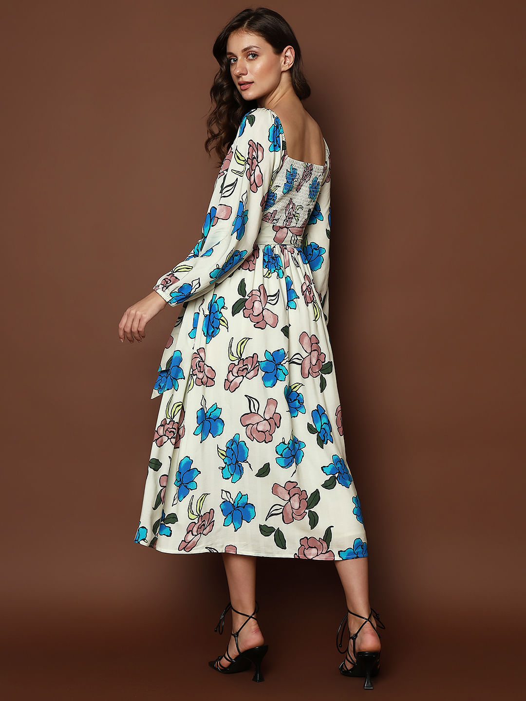 White And Pink Floral Printed Gown – Walusha