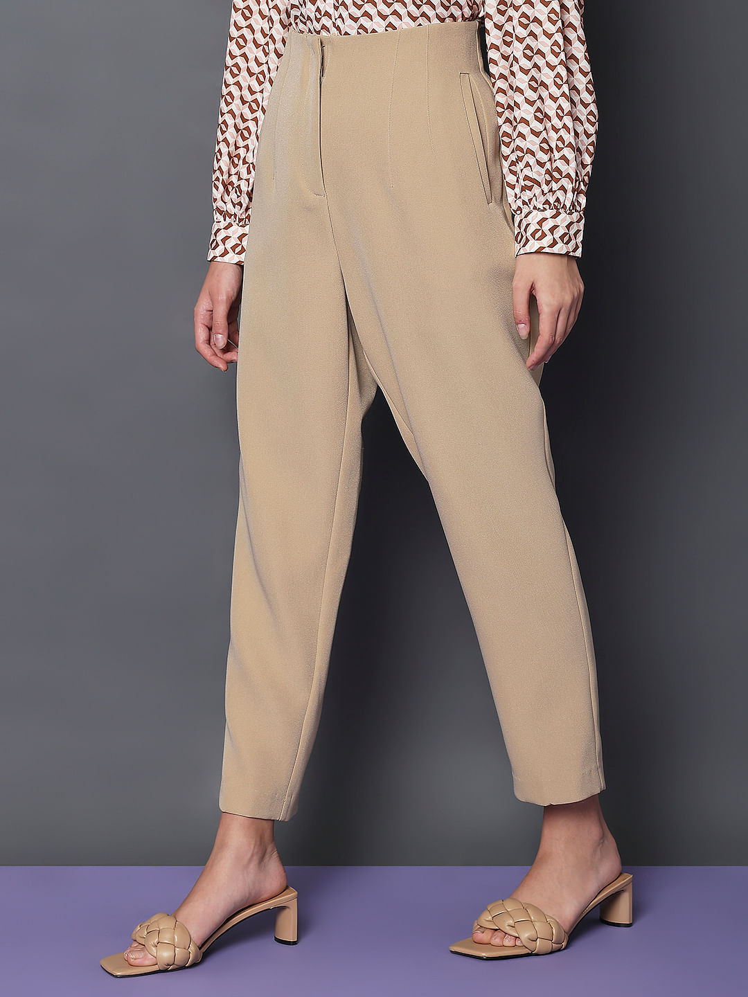 Chic Camel Pants  Tapered Pants  Belted Pants  Trouser Pants  Lulus