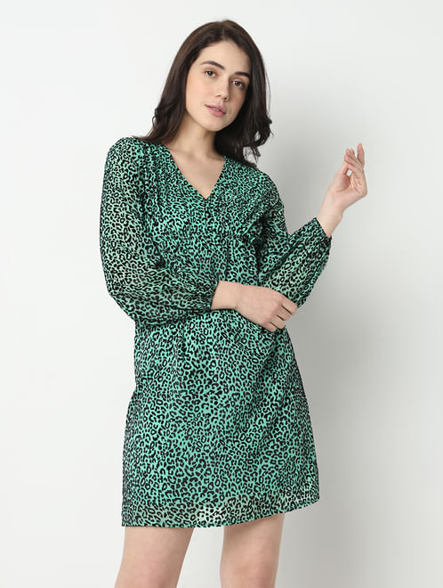 Green Animal Print Dress