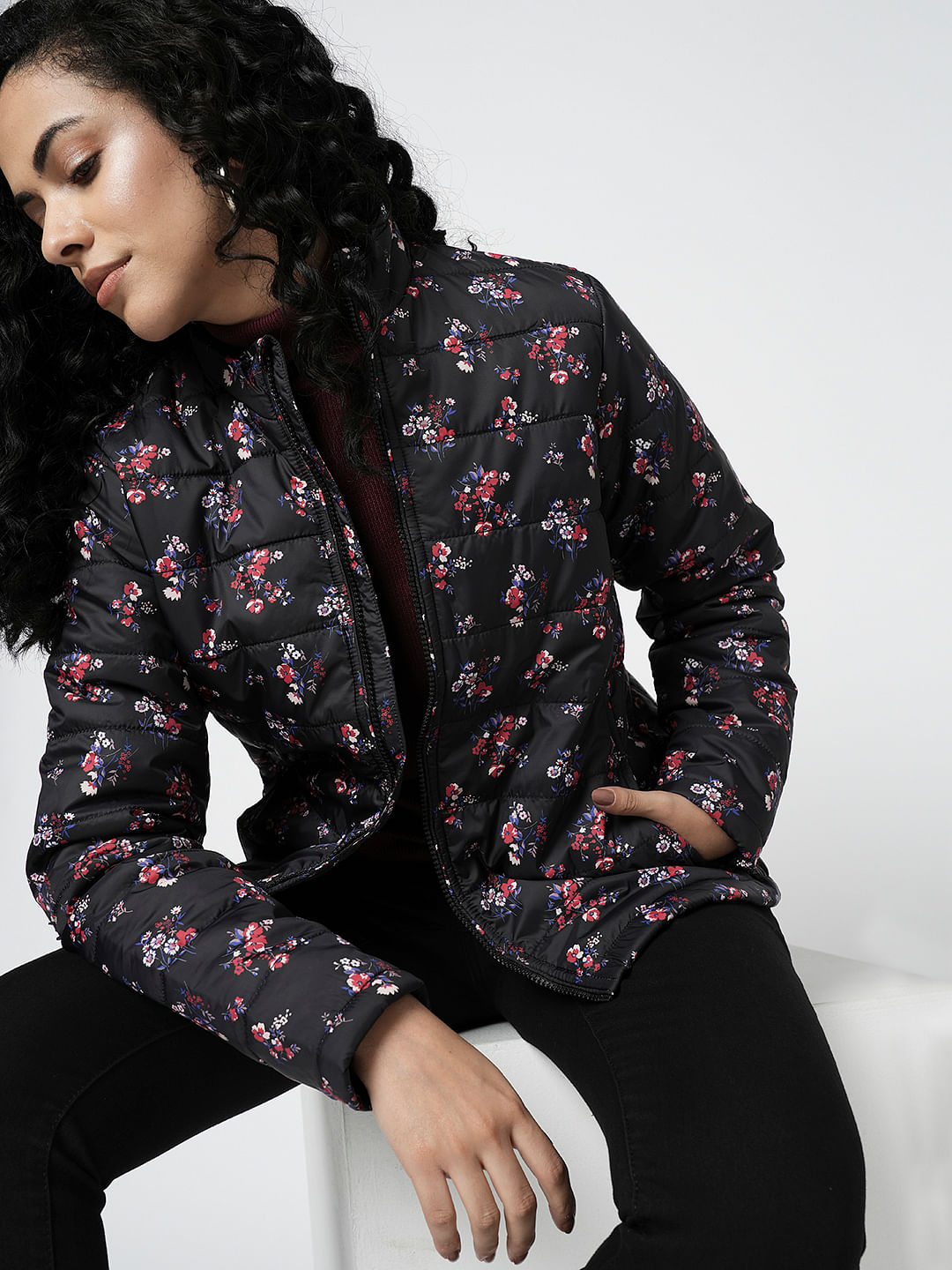 Black clearance floral jacket