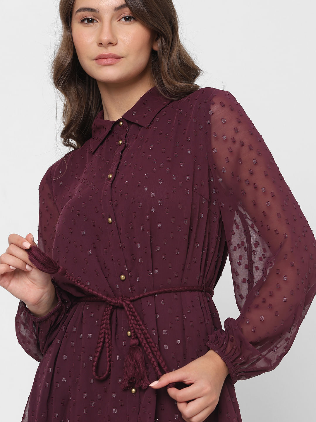 Shirt deals dress maroon