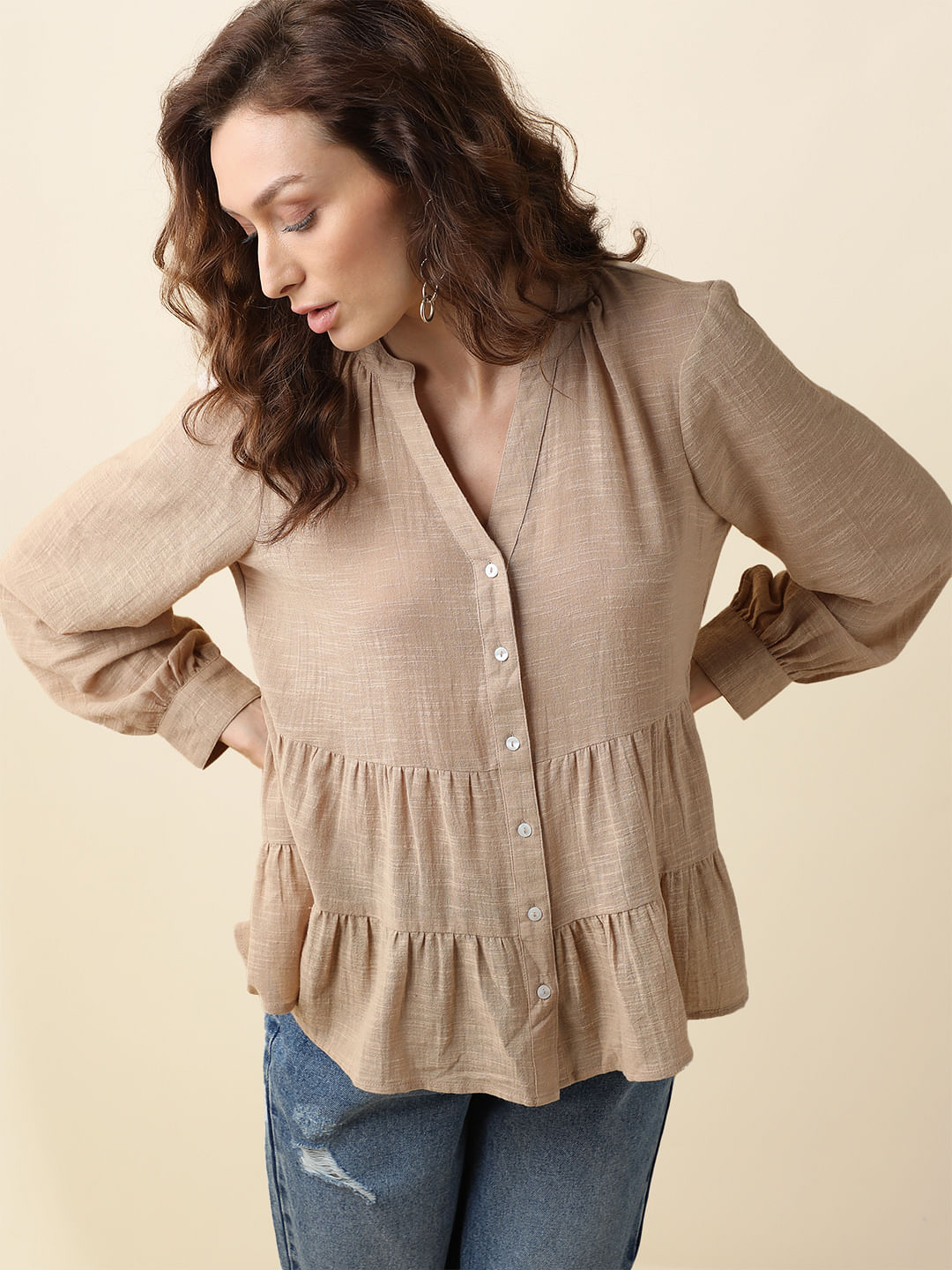 Beige store peplum top