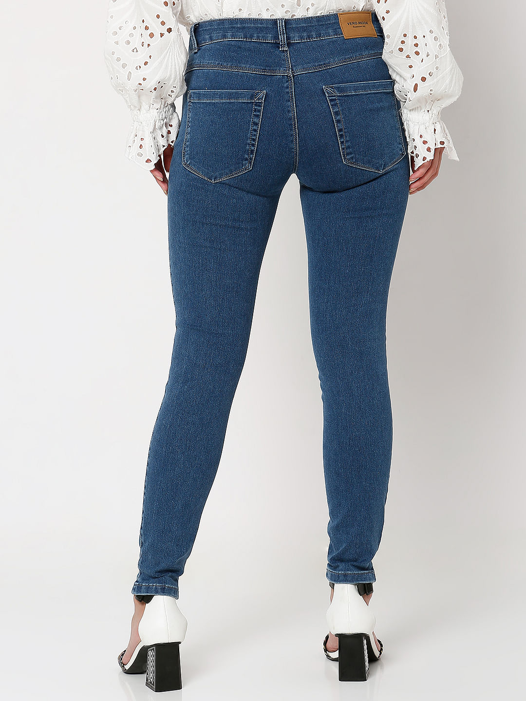 Blue Mid Rise Skinny Jeans