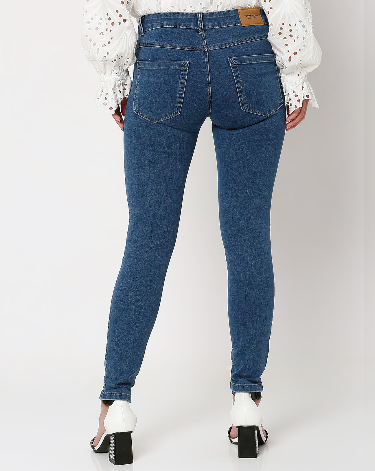 Buy Blue Mid Rise Skinny Jeans for Women Online
