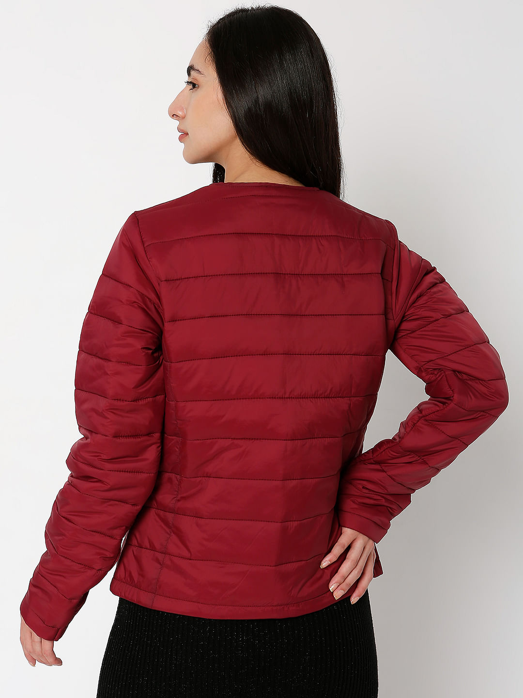 Buy Dark Red Padded Jacket for Women Online