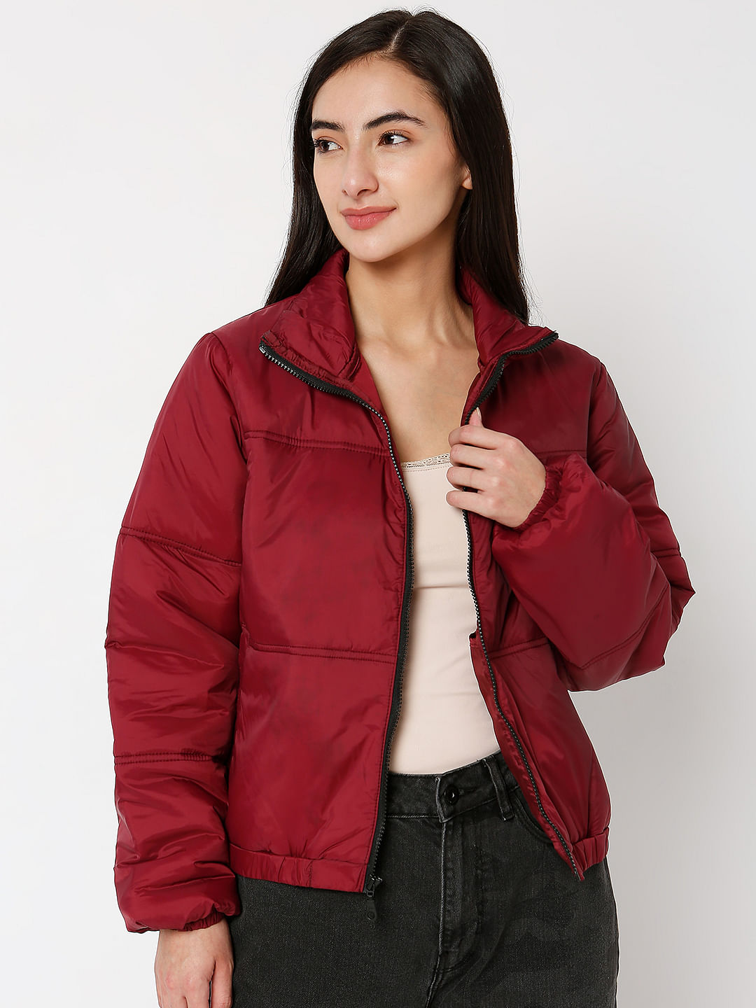 Smash Puffer jacket discount 77% Black M WOMEN FASHION Coats Print 