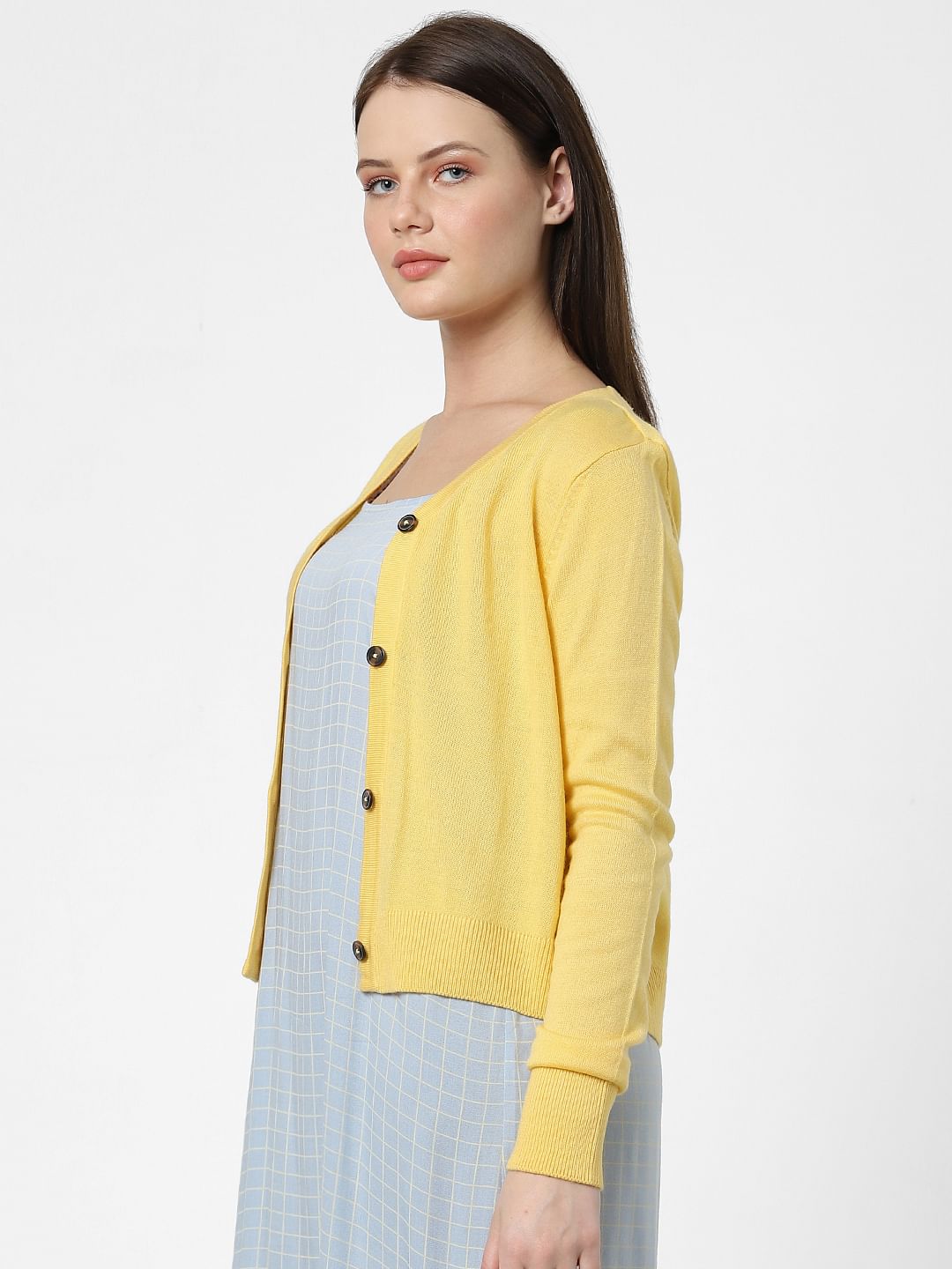 Short shop mustard cardigan