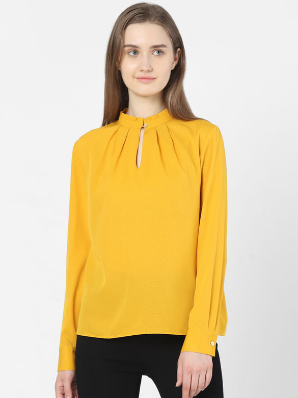 Yellow High Neck Top