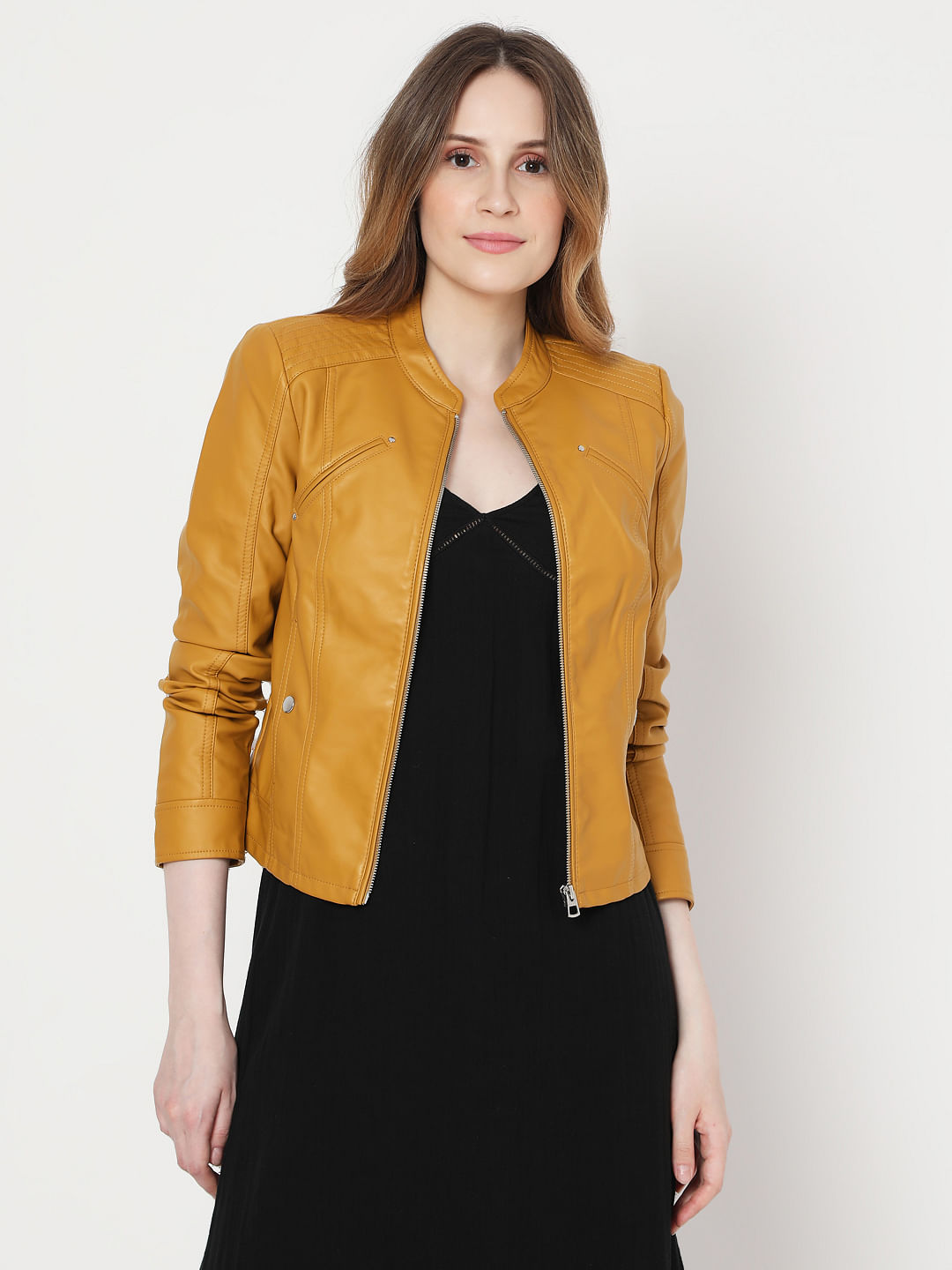 vero moda brown leather jacket