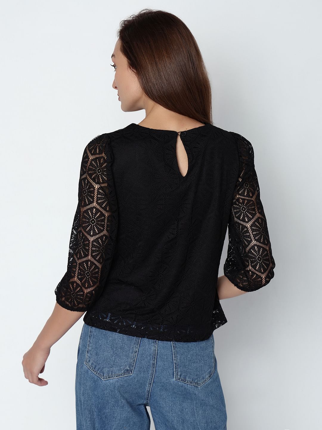 Black lace hotsell shirt womens