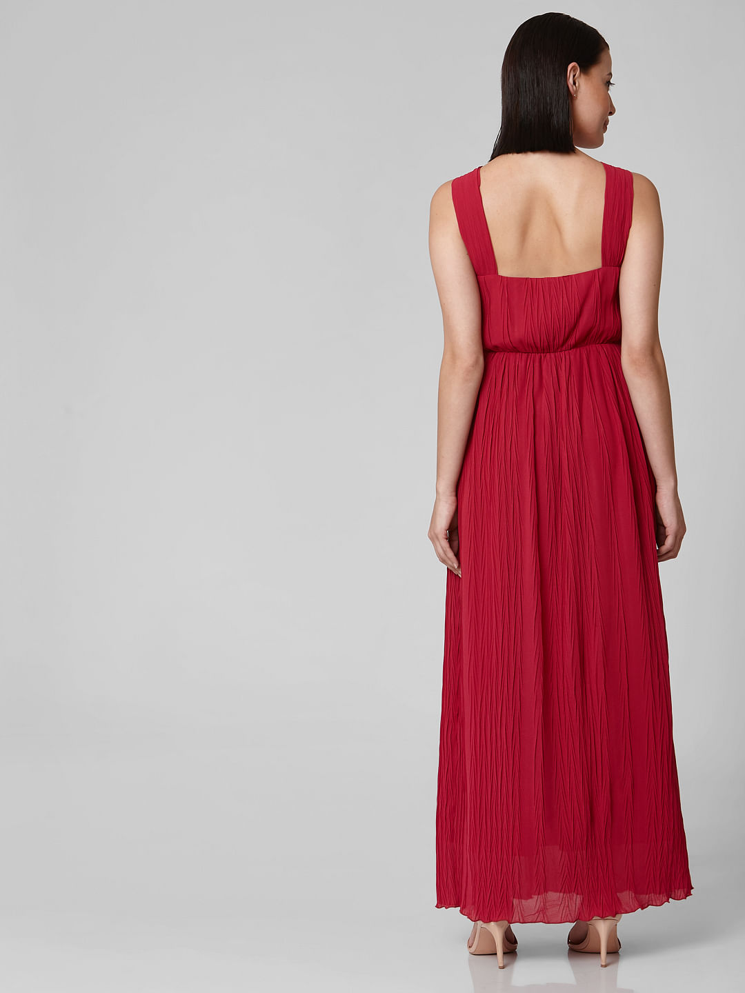 dark red maxi dress