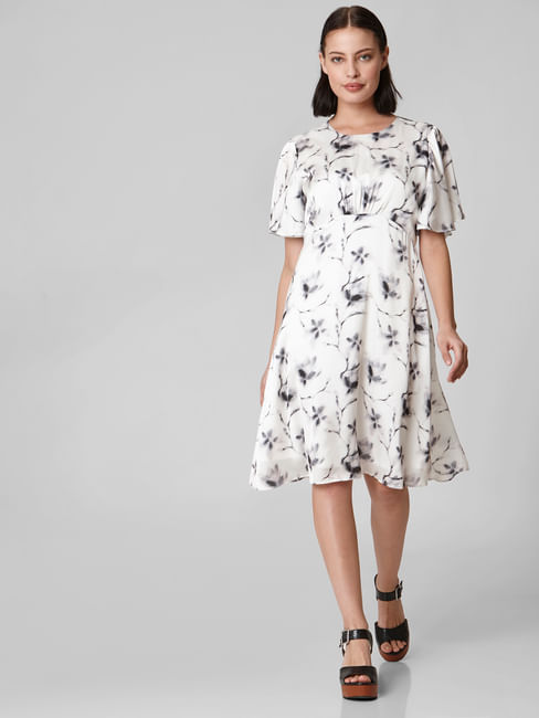 Printed Bell Sleeves Fit & Flare Dress
