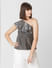 Silver Ruffled One Shoulder Top