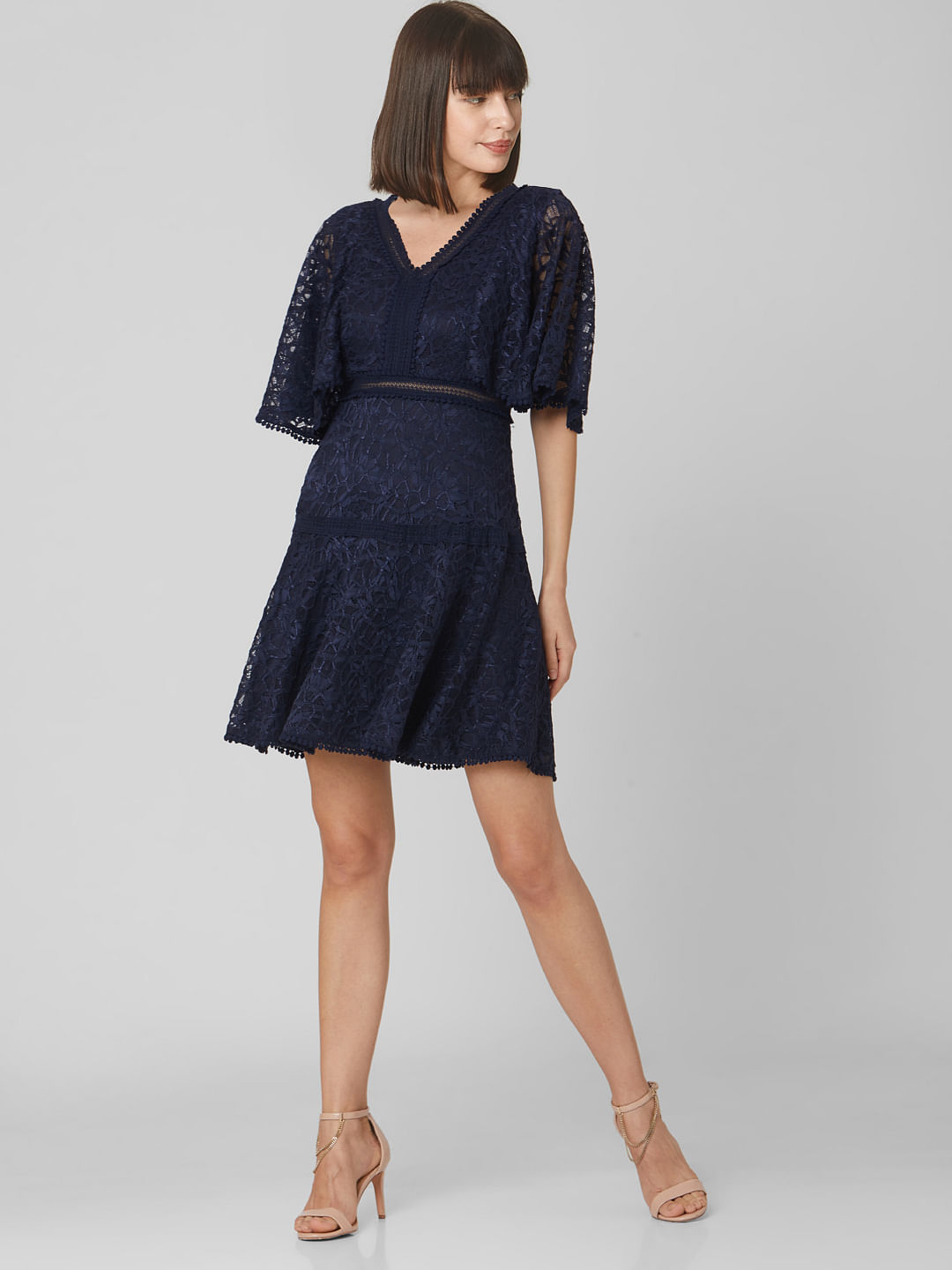 navy flare dress