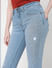 Blue Mid Rise Skinny Torn Jeans 