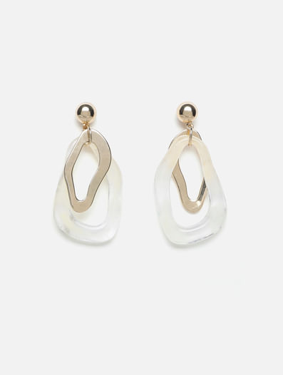 Gold and White Drop Earrings 