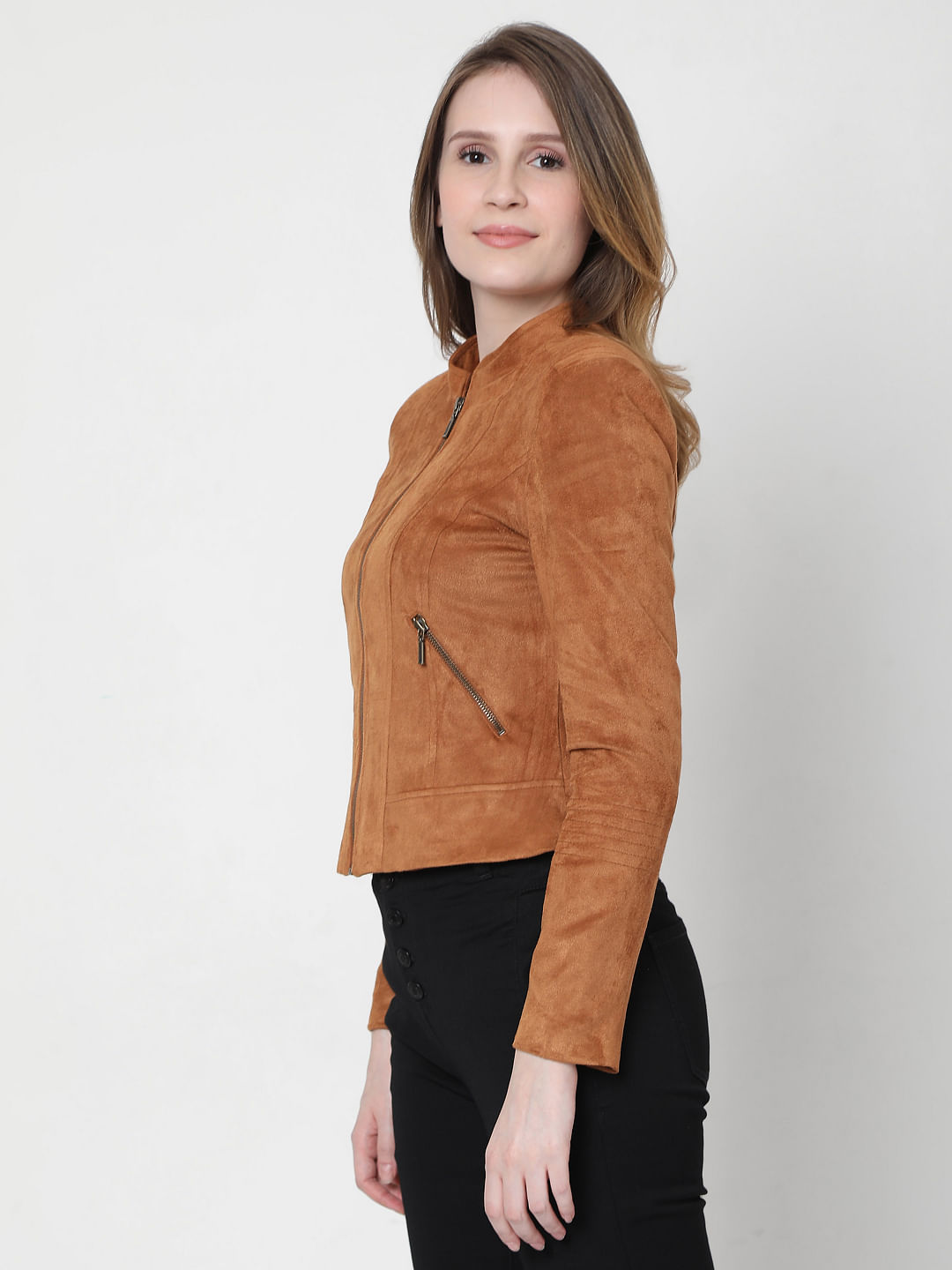 vero moda brown leather jacket