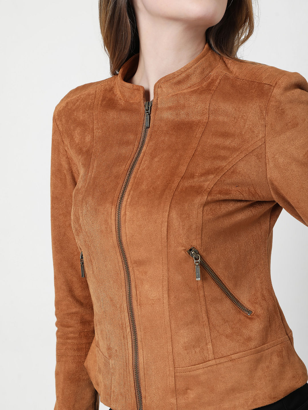 vero moda brown leather jacket