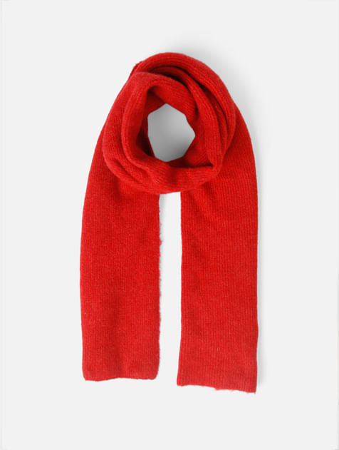 Red Ribbed Scarf