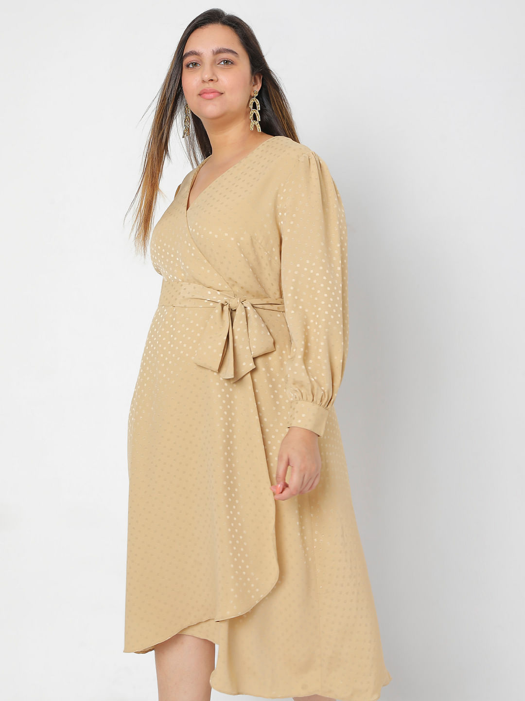 Beige 2024 wrap dress