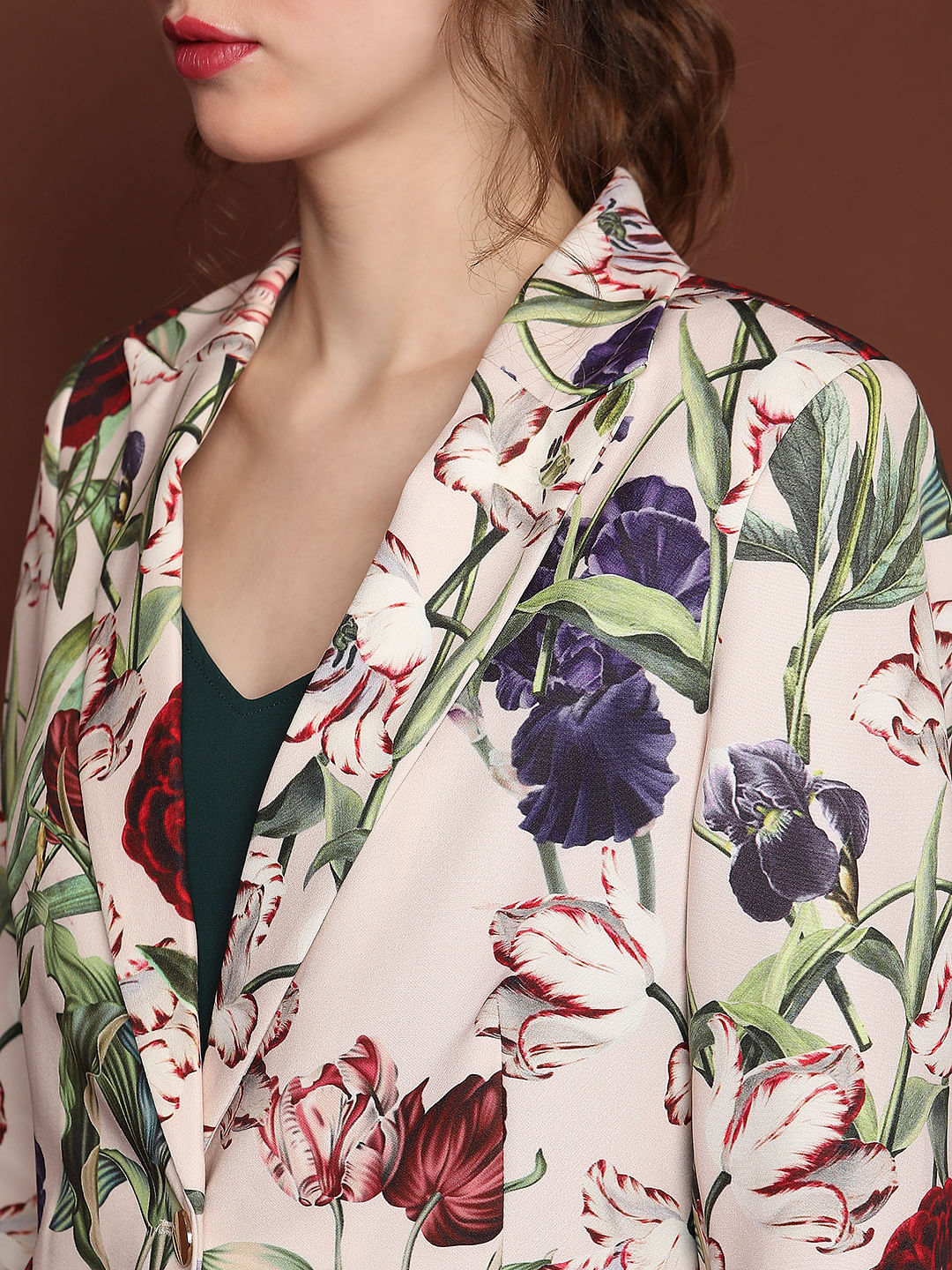 Silk top floral blazer