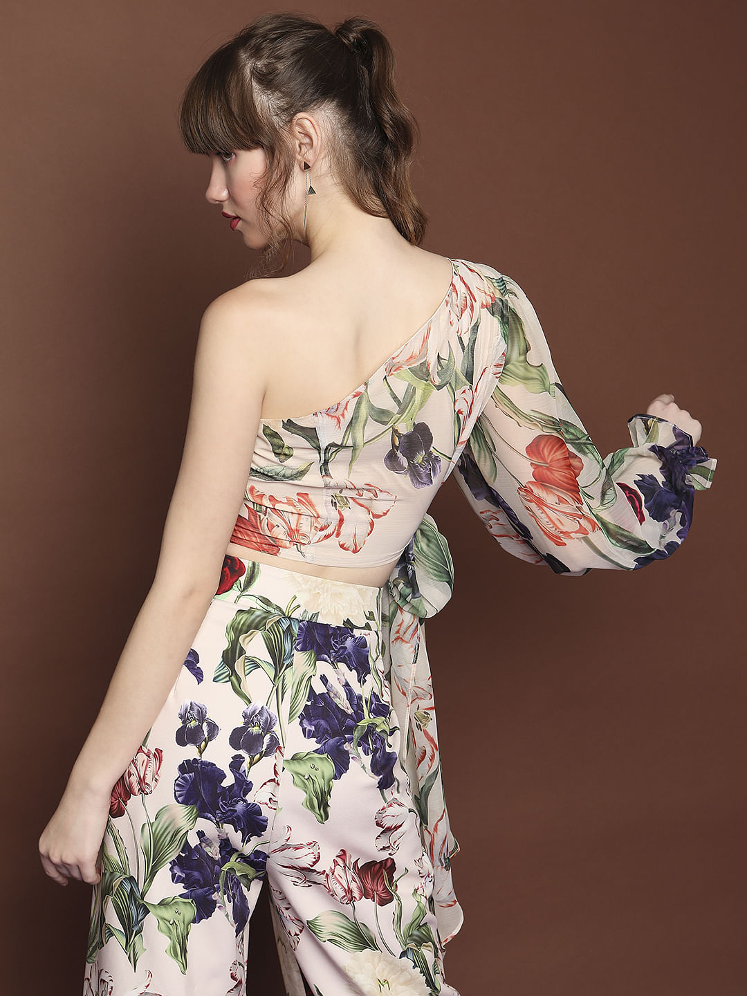 One shoulder hotsell floral top