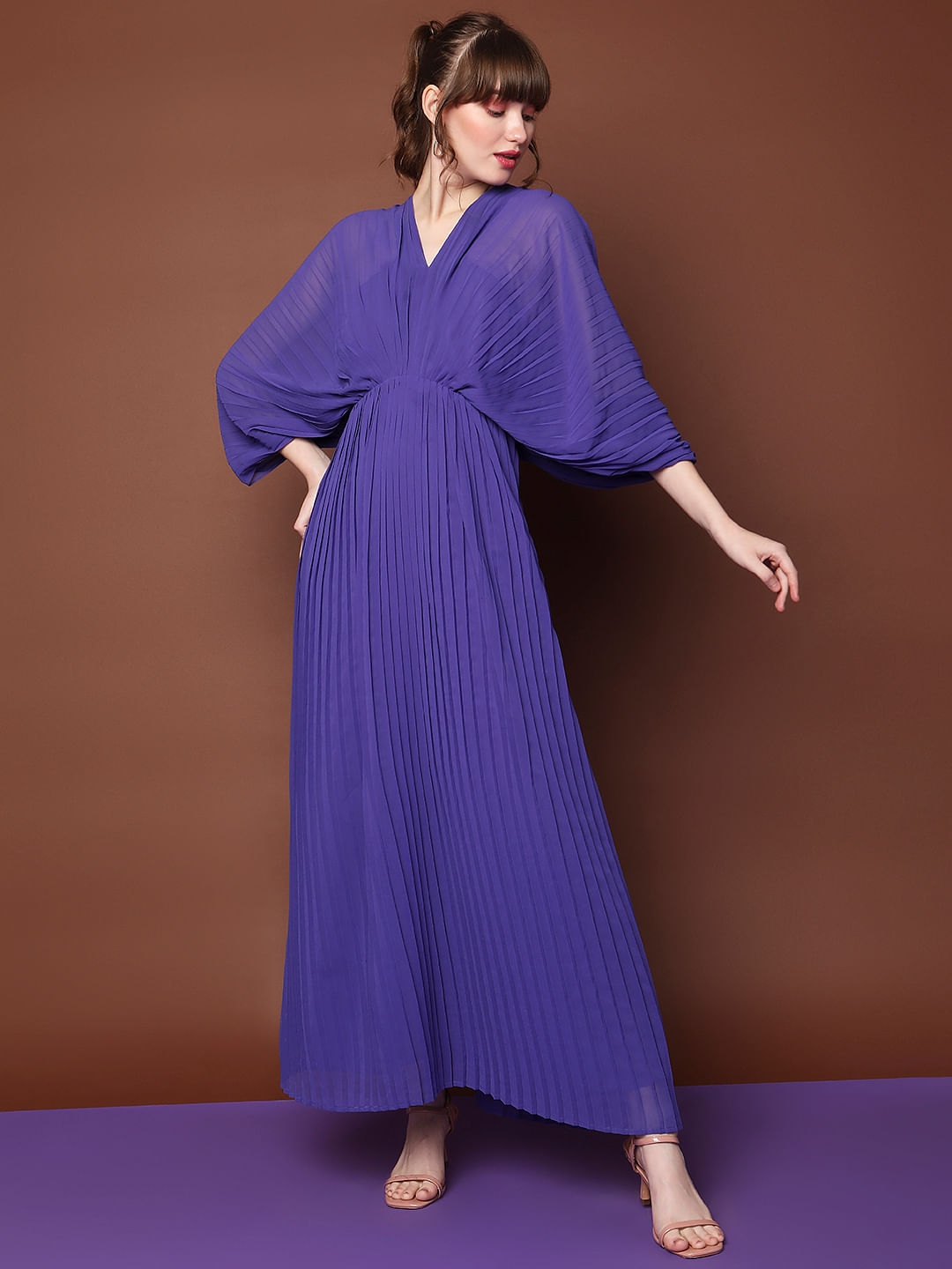 Purple Pleated Maxi Dress
