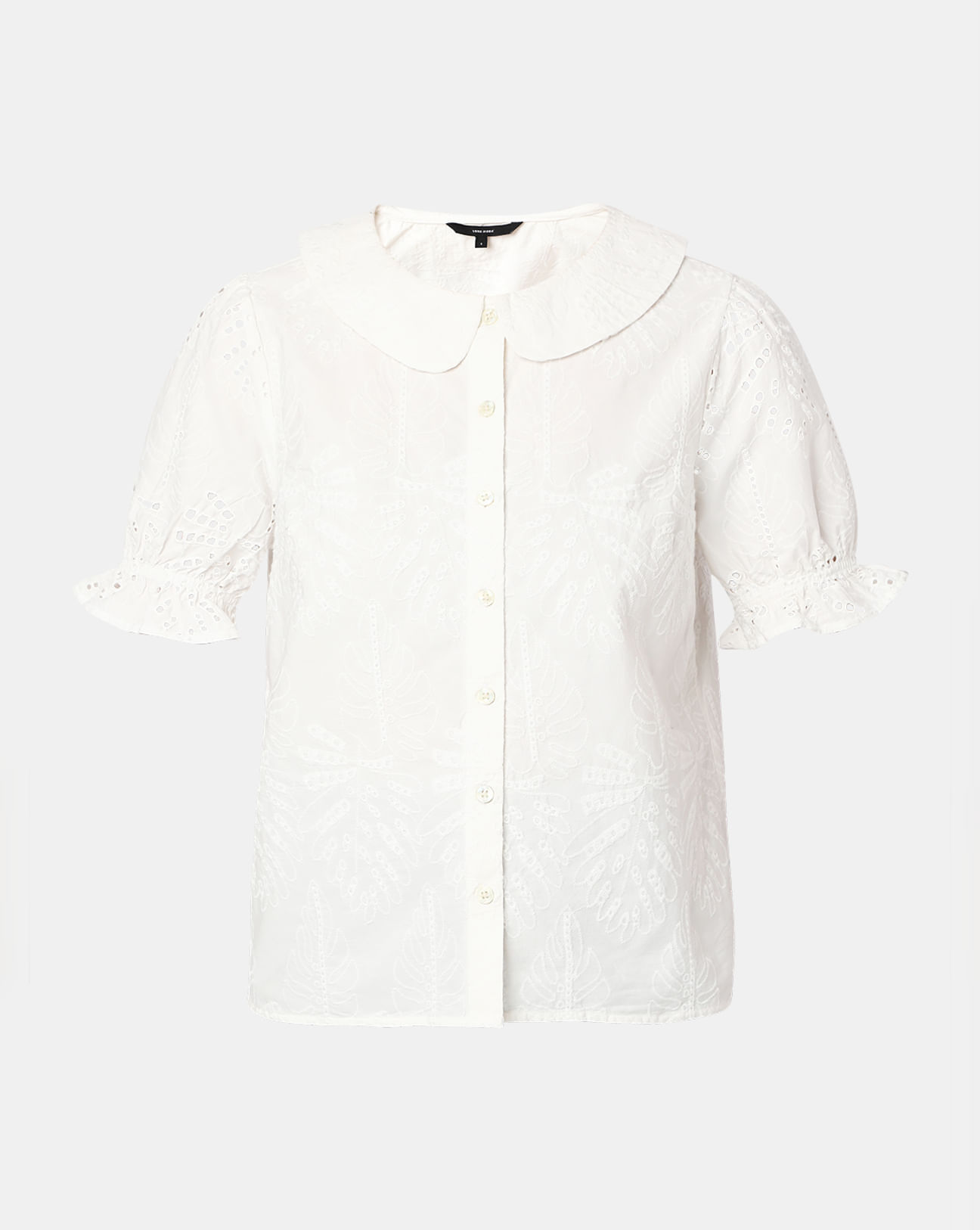 Women Floral Blouse Shirt Top Puff Sleeve Button Retro Casual White Fashion  Chic