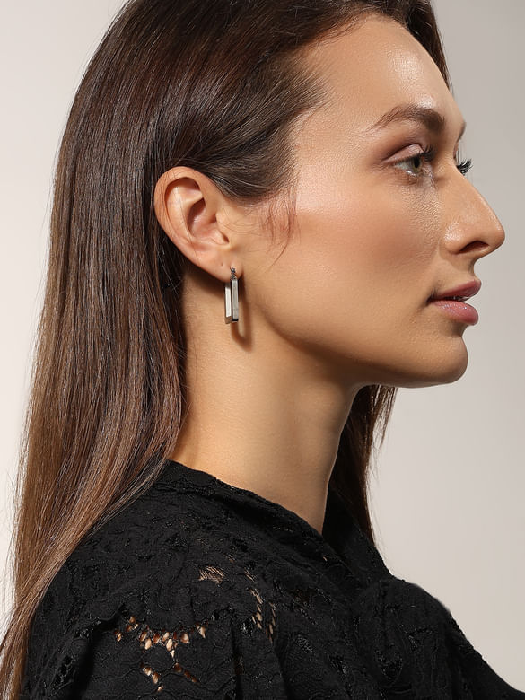 Silver Small Square Hoops