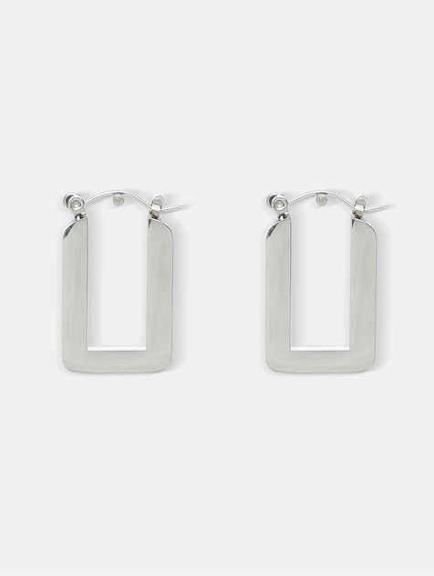 Silver Small Square Hoops